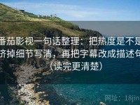番茄影视一句话整理：把热度是不是挤掉细节写清，再把字幕改成描述句（读完更清楚）